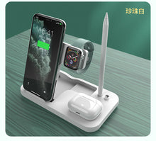 Load image into Gallery viewer, Foldabel QI-EU Wireless Charger, 4 in 1 Qi-Certified Fast Charging Station Compatible Apple Watch Airpods Pro iPhone 12/11/11pro/X/XS/XR/Xs Max/8/8 Plus, Wireless Charging Stand Compatible Samsung Galaxy S20